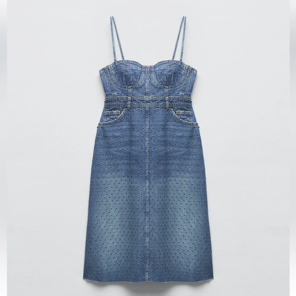 Zara studded denim bustier